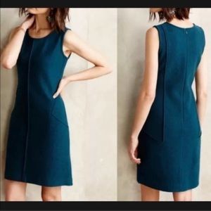 Anthropologie Sparrow Bressay Jumper Dress 100% Wool Pockets Dark Teal Small
